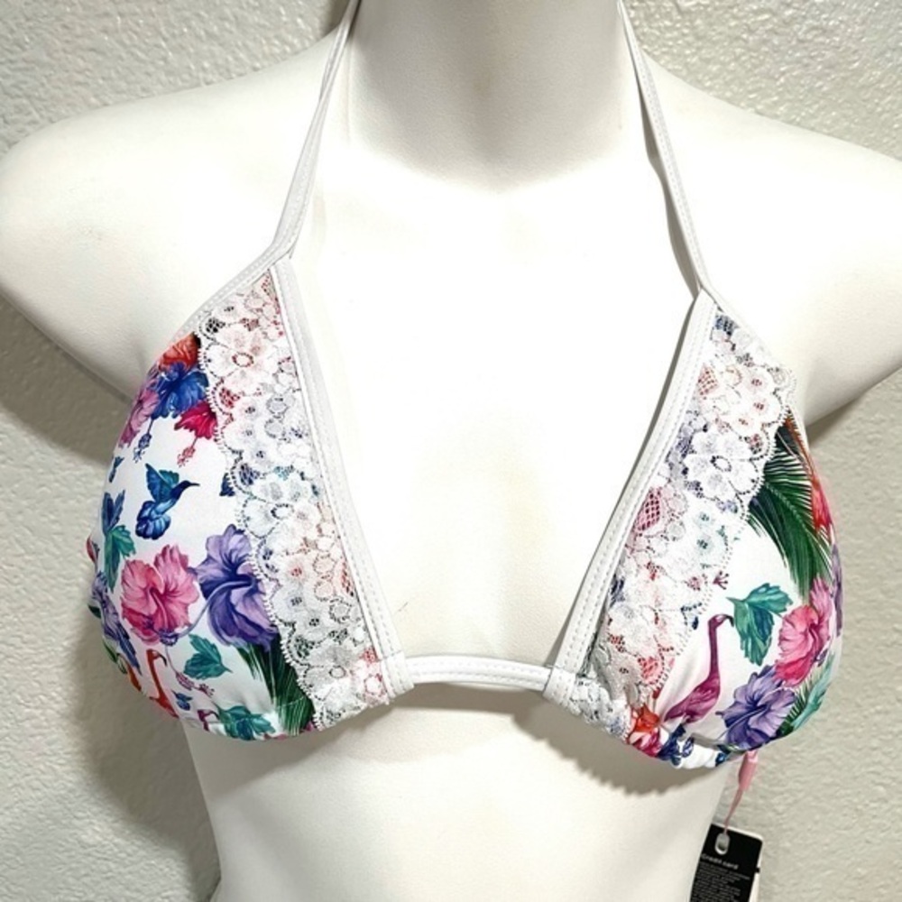 ZERACA lace triangle halter bikini top pelican -S